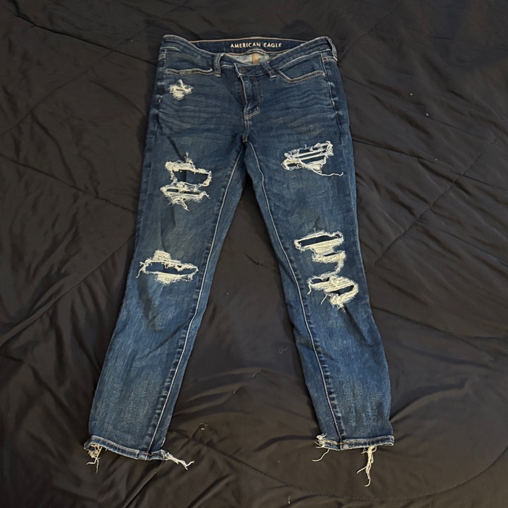 American Eagle Outfitters Ripped Dark Blue Skinny Jeans